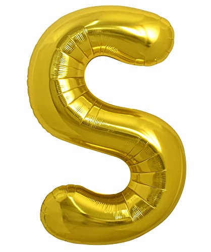 TONIFUL Grand ballon en mylar rempli à l'hélium en forme de lettre S dorée de 101,6 cm pour fête d'anniversaire et célébrations de mariage