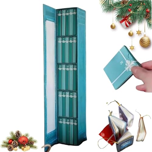 livre Calendrier de l'Avent 2025, mini livre d'ornement de l'Avent, cadeaux pour les amateurs de livres avec 24 livres, calendrier de compte à rebours pour les amateurs de livres (Bleu)