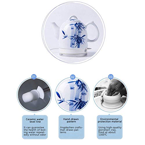 Kettle eléctrico cerámico sin cable blanco, 1.6L, 1350W miniatura 5