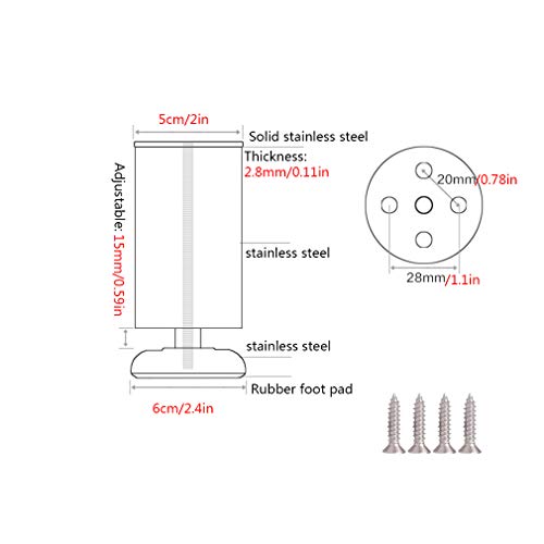 Patas de metal para muebles y mesas, juego de acero inoxidable con protector para silla y sofá 4