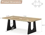 Tribesigns Large Dining Table for 6-8 People, 70.9-Inch Wood Rustic Rectangular Table with Black Wooden Legs, Farmhouse Center Kitchen Table for Dining Room, Living Room, Home Furniture (1)