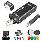 Godox AD200 Kit 200Ws 2.4G TTL Flash Strobe 1/8000 HSS Cordless Monolight w/ 2900mAh Lithimu Battery and Bare Bulb/Speedlite Fresnel Flash Head to Cover 500 Full Power Shots w/EACHSHOT Cleaning Cloth