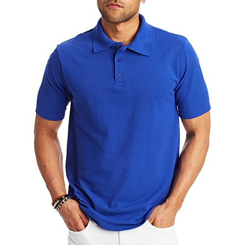 Hanes Men's Short Sleeve X-Temp W/FreshIQ Polo Shirt, Deep Royal, Medium