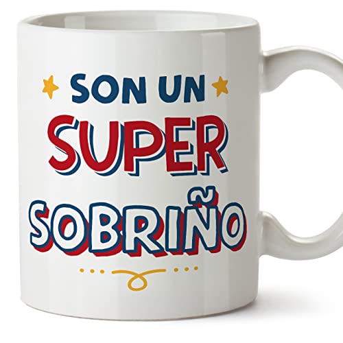 MUGFFINS Tazas para SOBRINO - En Gallego - Son Súper - 11 oz / 330 ml - Regalo original y divertido