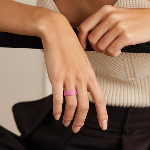 Egnaro Women's Silicone Wedding Ring, Etched Rubber Band-6mm Wide 2mm Thick by Egnaro - Used condition - Image 3