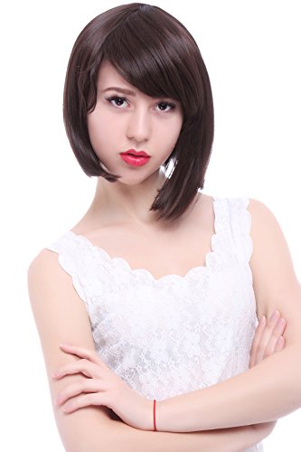Fashion Color Short Long Straight for Black Women Hair Full Cosplay Wigs (Dark Brown)