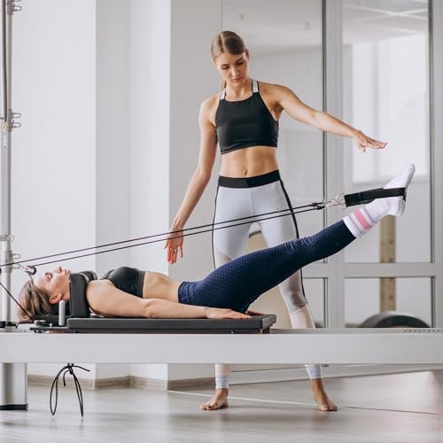 Image of Toes Home Pilates Socks for Women with Non Slip Grippers, Yoga Crew Socks for Barre Hospital Sticky Slipper Socks 4 Pairs