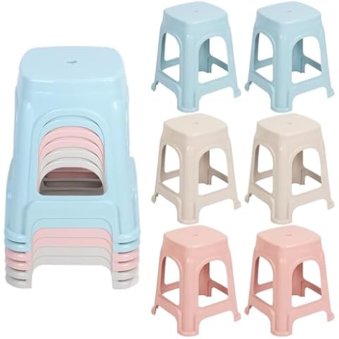 duwiikab 6 Pack Plastic Stackable Stools 18 Inch School Chairs Portable Nesting Stack Stools Colorful Backless Classroom Chairs Bar Stools for Home Party Office Classroom Mix Color Cover