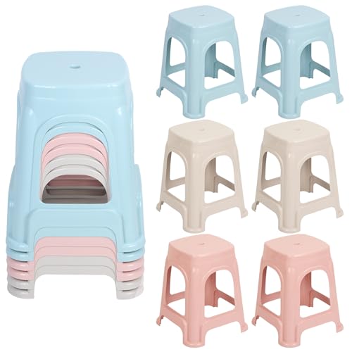 GIFZES 6 Pack Stacking Stools for Kids and Adults, Stackable Classroom Stools Plastic Stool Nesting Stool Flexible Seating Chairs for Classroom Office Home, Teacher Chair, 17.53' Standard Height Mi