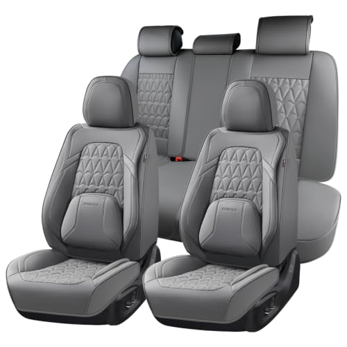 Image of Coverado Car Seat Covers Full Set, Automotive Front and Rear Seat Covers with Backrest, Nappa Leather Car Seat Protectors Waterproof, Universal for Most Vehicles