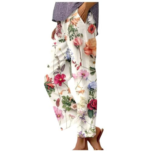 Pantalon boho pour femme à coupe large et grandes poches pour la plage