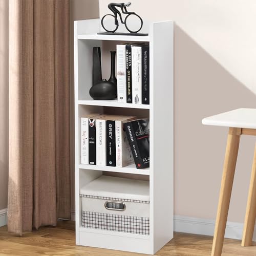 ABOUT SPACE Book Shelf for Home - 3 Tier Cube Book Shelves, Engineered Wood Open Book Rack for Study Room, Book Organizer Stand for Library, Bedroom, Living Room, Office (L 33 x B 24 x H 96cm - White)