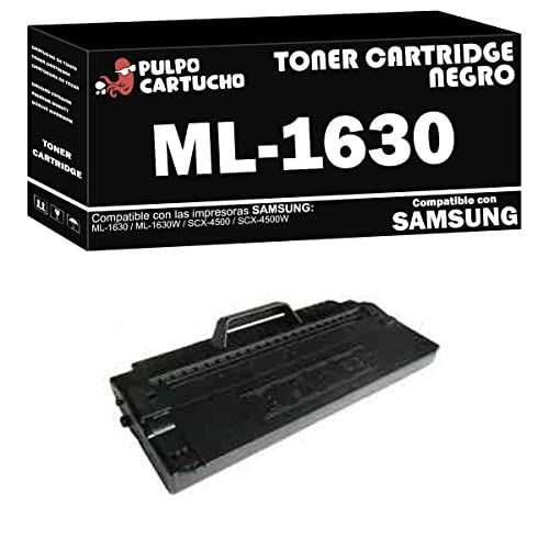 Pulpo Cartucho   Toner ML 1630 Negro Compatible con Samsung ST ML1630   Remanufacturado   Valido para Impresoras Samsung ML 1630 / ML 1630W / SCX 4500 / SCX 4500W