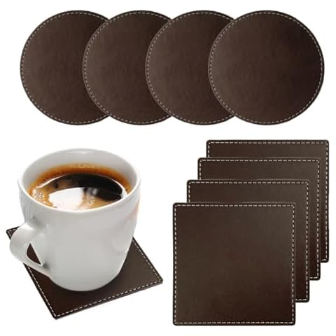 8 PCS Faux Leather Non-Slip Coaster Set Cover