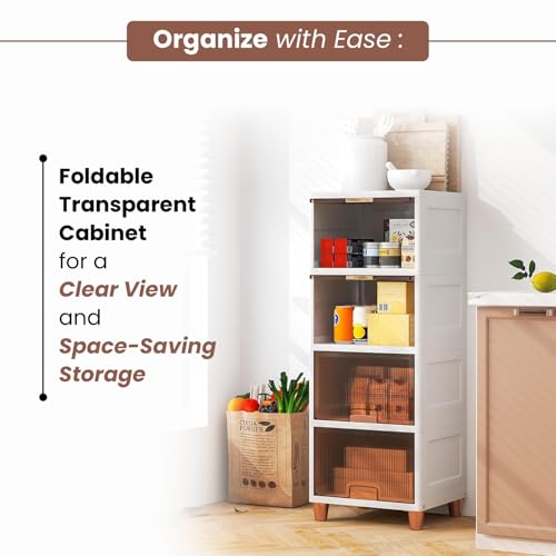 Image of JD Fresh 5 Tier Plastic Wardrobe Organizer /Foldable Cupboard for Storage /Stackable Storage Cabinet /Drawers for Storage Box /Multipurpose Storage Rack /Plastic Wardrobe Organizer (Transparent)