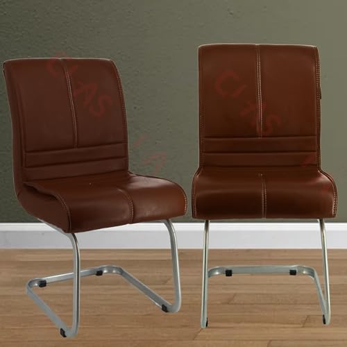 Image of NEWTURN Thanos No-Handles (Pre-Assembled) Office Visitor Chair| Fixed Stand Chair| Computer Chair| Study Chair| Desk Chair| Work from Home| Teak Wood Workstation Chair with 2 Years Warranty (Brown)