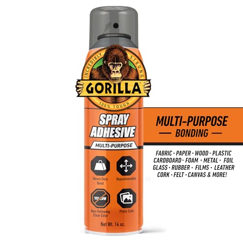 Gorilla Heavy Duty Spray Adhesive, Multi Purpose & Repositionable, Clear, 14 oz (Pack of 1) Bonds Paper, Cardboard, Foam, Fabric, Photo Safe, Non-Yellowing, Indoor & Outdoor - image 5