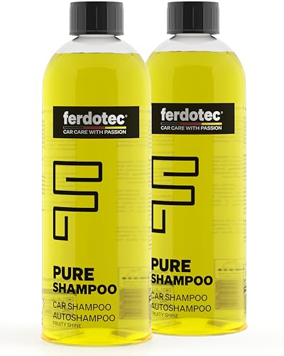 FERDOTEC Pure Auto Set de champú (2 x 750 ml) – Champú concentrado para coche, moto, camión y autocaravana – Suave para encerar, sellar y pintura mate, espuma rica, pH neutro