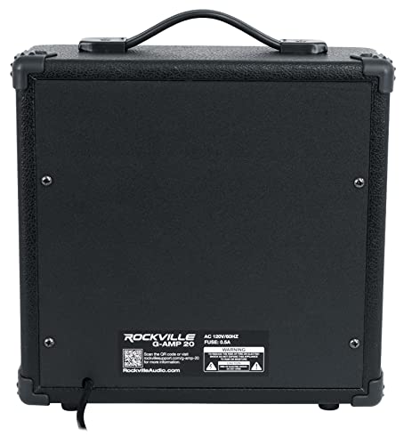 Rockville G 20 Watt Guitar Amplifier Dual Input Combo Amp Bluetooth/Delay, Black #TOP2