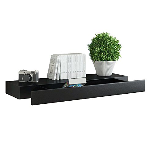Fasthomegoods WALLNITURE Wall Mountable Floating Shelf with Drawer Black