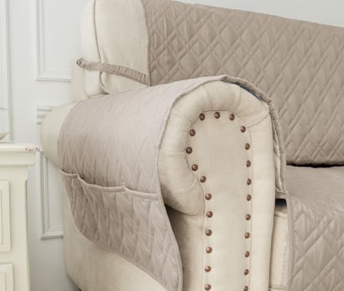Image of Ameritex Waterproof Nonslip Recliner Cover Stay in Place, Dog Chair Cover Furniture Protector, Ideal Recliner Slipcovers for Pets and Kids (Khaki, 30 inch)