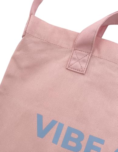 Bright Color Reusable Cotton Tote, Casual Shoulder Work daily bag, Grocery Bag with Inside Pocket, Vibe Check4