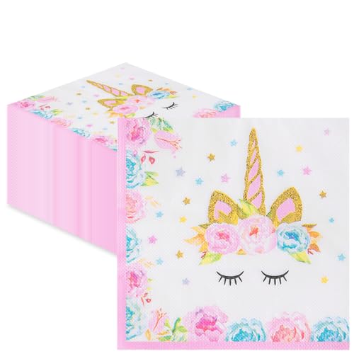 40 Pcs Serviette Licorne, Serviette Papier Jetable À Motif Licorne, Décoration Anniversaire