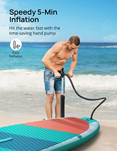 Inflatable Stand Up Paddle Board,Evajoy 10''6' X32'' X6'' Thick Around Stand Up Paddle Board With Portable Isup Accessories & Waterproof Bag, Main Fin, Portable Hand Pump For Racing Touring Fishing #TOP4