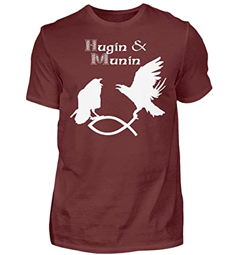 T-shirt Hugin & Munin homme rouge anti-déformation taille Small confortable