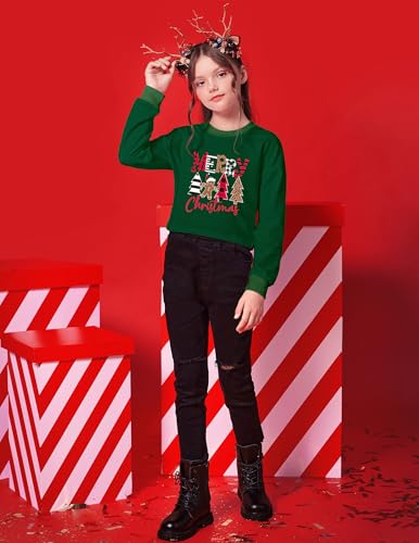 Image of Arshiner Girls Crop Tops Kids Long Sleeve Pullover Sweatshirts Girls Cropped Crewneck Sweatshirt for Teen Girl