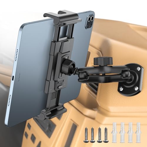 OHLPRO Tablet Holder for Car & Truck Dashboard Heavy Duty iPad Mount with Drill Base 360° Rotating Arm, Compatible with 5'-13' Tablets & Phones, Kindle, Ideal for Commercial Vehicles, Wall, Desk