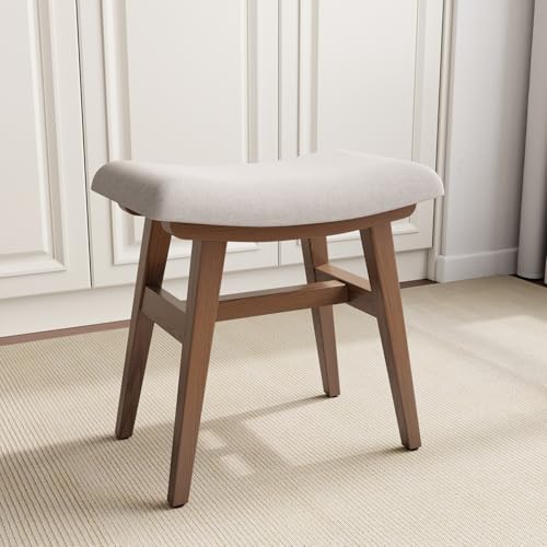 Muwuele Solid Wood Small Vanity Stool Review: Compact Makeup Chair for Bedroom & Entryway