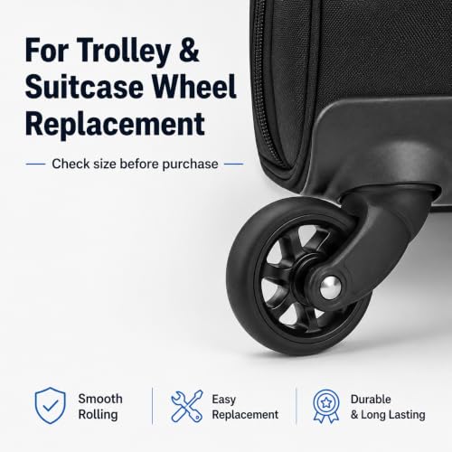 Image of 5 cm 360 Swivel Suitcase Wheels Replacement | Trolley Bag Wheel Set of 4 with Screws | Detachable Wheels for Luggage | Travel Caster Repair Kit