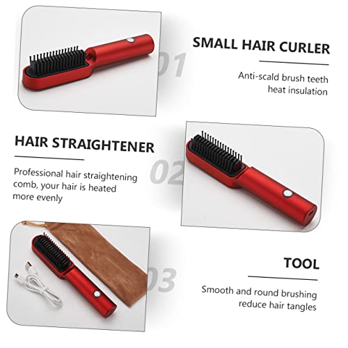Cepillo alisador y rizador de cabello SaditY rojo 3 piezas miniatura 7