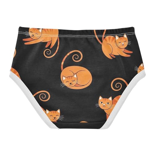 Toddler Girl Briefs, Orange Cats Black Cotton Girls Underwear, 2–8 Years2