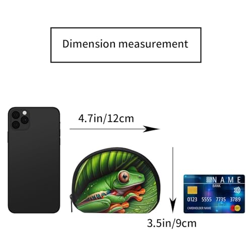 Portable Coin Purse Tree-Frog-Nestled-Leaf Mini Zippered Money Pouch Card Holder2