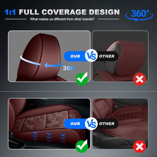 Image of AOMSAZTO Custom Fit Camo Burgundy Seat Covers for Toyota Rav4(Gas)