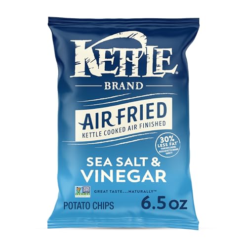 Kettle Brand Potato Chips, Air Fried Sea Salt & Vinegar Kettle Chips, 6.5 Oz Bag