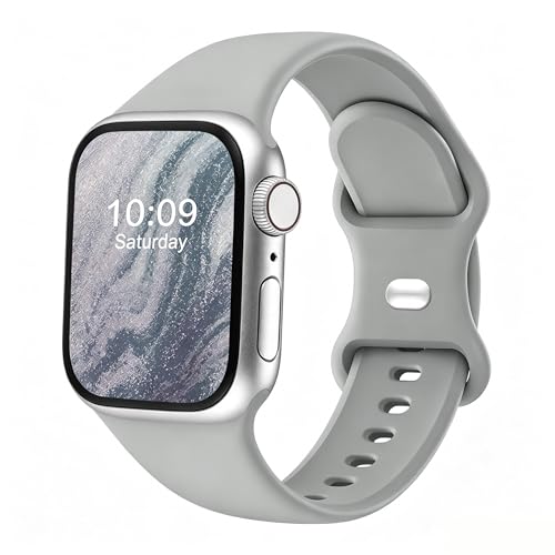 Image of Sport Bands Compatible with Apple Watch Band Women Men 40mm 38mm 41mm 42mm 44mm 45mm 46mm 49mm ,Soft Wristband Waterproof Replacement Strap for iWatch Bands Series 11 10 9 8 7 6 5 4 3 2 1 SE Ultra Gray