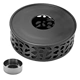 IWOWHERO Calentador de Tetera de Acero Inoxidable con Portavelas Base Hueca para Mejor Circulación de Aire Ligero y Portátil para Hogar Oficina y Casa de Té Soporte Caliente
