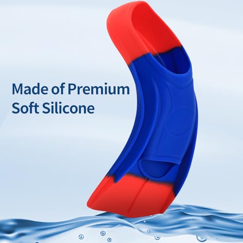 Image of Kids Swim Fins,Short Youth Lap Swimming Flippers,Soft Silicone Training Fins for Children Girls Boys Beginners