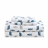 Eddie Bauer- Twin Sheet Set, Cotton Flannel Bedding Set, Brushed for Extra Softness, Cozy Home Décor (Bear Mountain Grey, Twin)