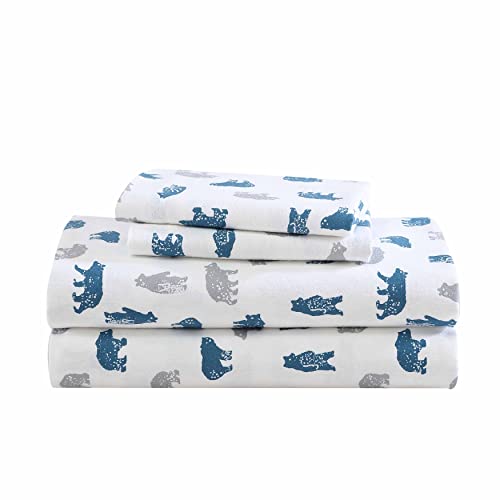 Image of Eddie Bauer - Flannel Sheets King Size, Anti-Pilling & Wrinkle Resistant Cotton, Touchably Soft for All-Season Comfort - Bed Sheets with Matching Pillowcases & Fitted Sheet (Bear Mountain Grey)