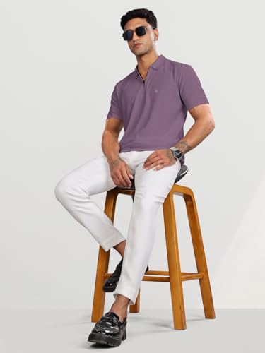 Image of BULLMER Trendy Solid Zipper Collar /Polo Neck Tshirt for Men