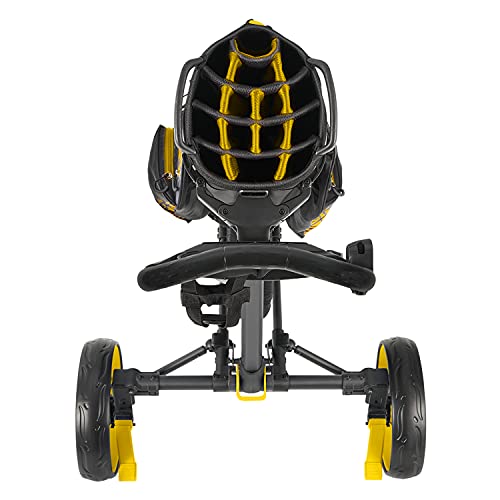 Kvv 3 Wheel Compact Flat Folding Design Golf Push Cart With Lightweight And Sturdy Aluminum Frame(Charcoal/Yellow) #TOP7