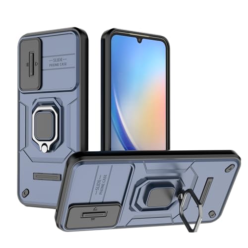 Image of CamShield Pro Case with Slide Camera Protection and 360 Protection Ring Stand Bumper Back Case Cover for Samsung Galaxy A34 5G (Blue)