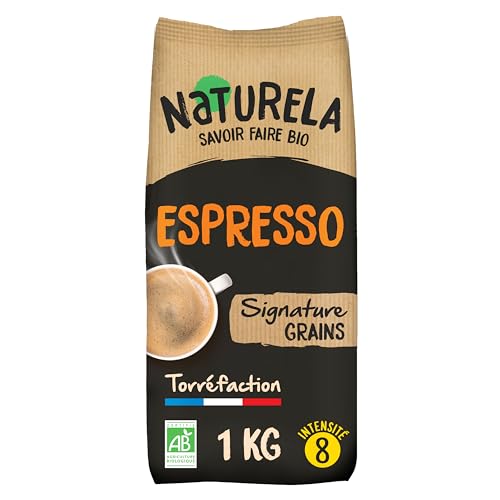 NATURELA - Café Grains Bio - Espresso - Arabica et Robusta - Gamme Signature - Torréfaction Lente - Fabriqué en France - 1 kg