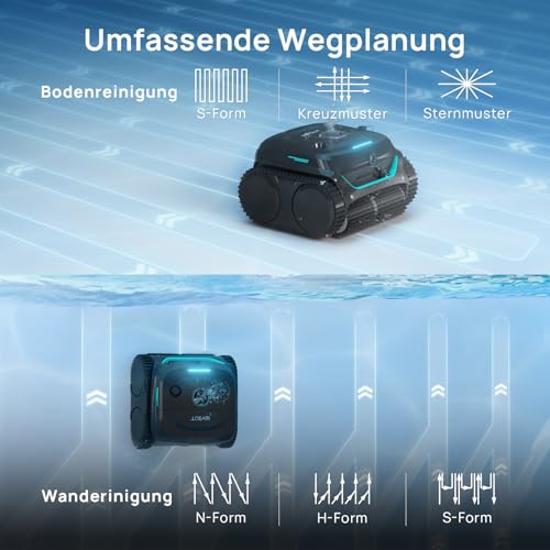 (Neues Modell) WYBOT C2 Vision-A Kabelloser Poolroboter Akku mit KI-Kamera, 8 Modi, starker Saugkraft, Dual-Filter, Wasserlinie, Poolroboter Akku Wand und Boden, App-Steuerung-schwarz dunkelgrün