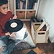 FINGERINSPIRE Aufbewahrungskiste Für Schallplatten 24.5x25.4x38cm Aufbewahrung von Vinyl Schallplatten Schallplattenhalter Aus Holz Hellgoldrute Farbe Rechteckige Aufbewahrungsboxen Mit Lochgriffen