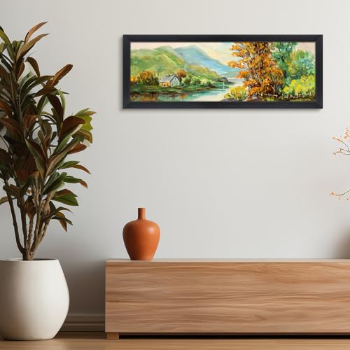 Image of Golden State Art, 8x24 Picture Frame, Black Solid Wood with Tempered Glass, 8 x 24 Frame for Horizontal or Vertical Gallery Wall, Large Size Poster Frames, 1 Pack